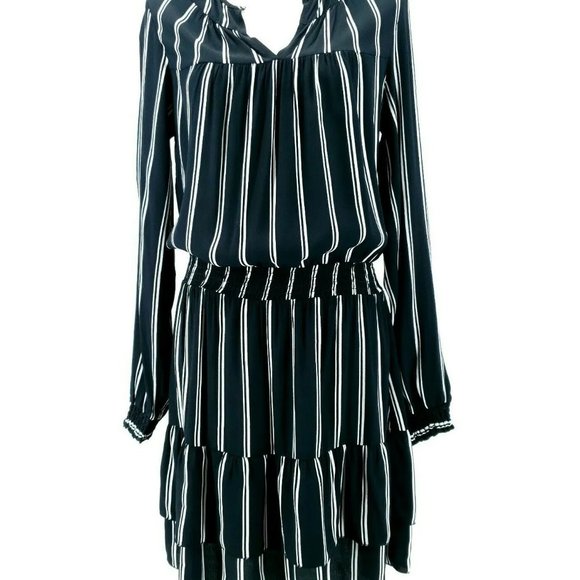 NWT Long Sleeves Striped Ruffle Stripes Dress Elastic Waist XS S M L Tul… - Picture 7 of 9